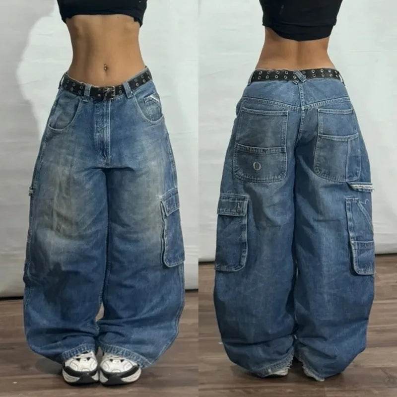 Y2K Harajuku Big Pocket Baggy Jeans for Men - Vintage Punk Style - Buy Center US