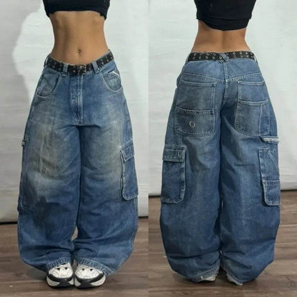 Y2K Harajuku Big Pocket Baggy Jeans for Men - Vintage Punk Style - Buy Center US