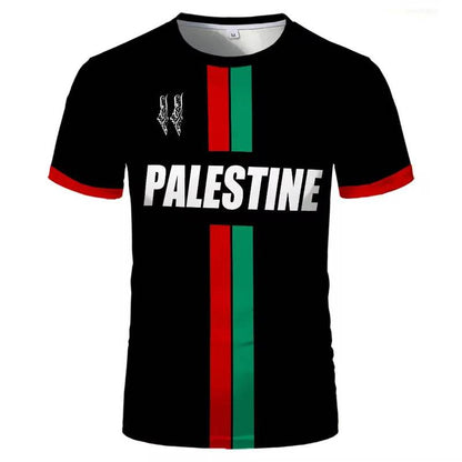 Men's 3D Printed Palestinian Flag T-Shirt - Casual Short Sleeve Tee - Buy Center US