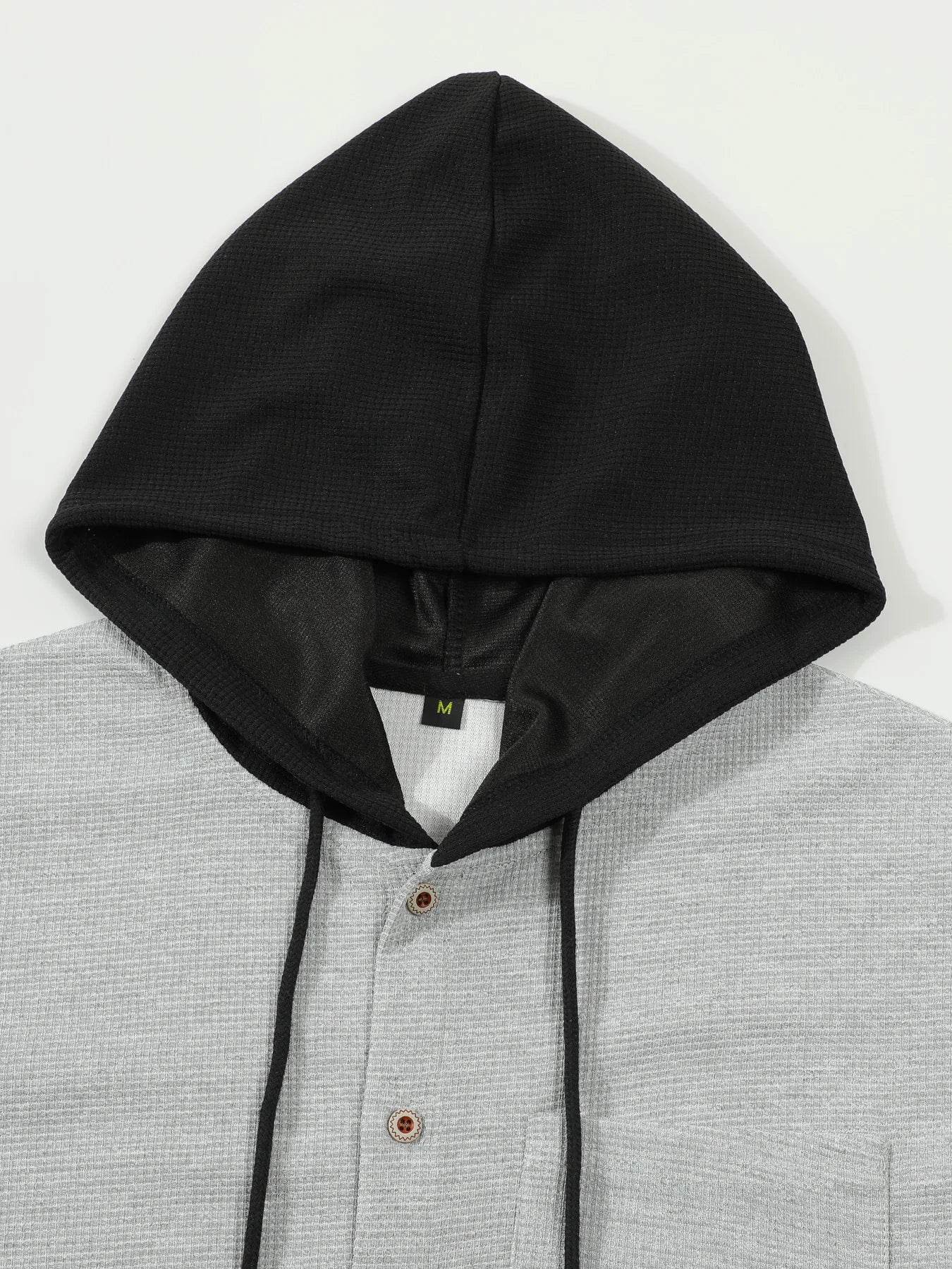 BOILEN HENG XIN Men’s Hooded Cardigan - Casual Waffle Knit Coat - Buy Center US