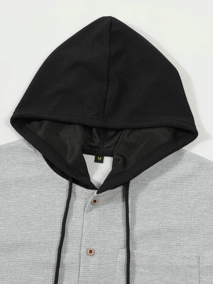 BOILEN HENG XIN Men’s Hooded Cardigan - Casual Waffle Knit Coat - Buy Center US
