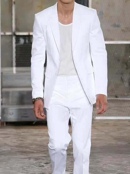 2023 Summer Men’s Groom Tuxedo Suit - Peaked Lapel Wedding Outfit - Buy Center US