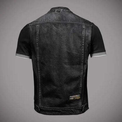 DUTRIEUX Men's Denim Motorcycle Vest - Retro Fashion for Casual Riding - Buy Center US