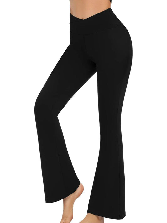 Women's High Waist Flared Yoga Pants - Tummy Control, Ankle Length - Buy Center US