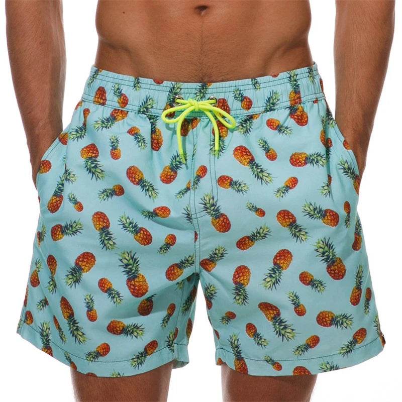 Trendy 3D Pineapple Print Beach Shorts - Surf Board Trunks for Men & Women - Buy Center US