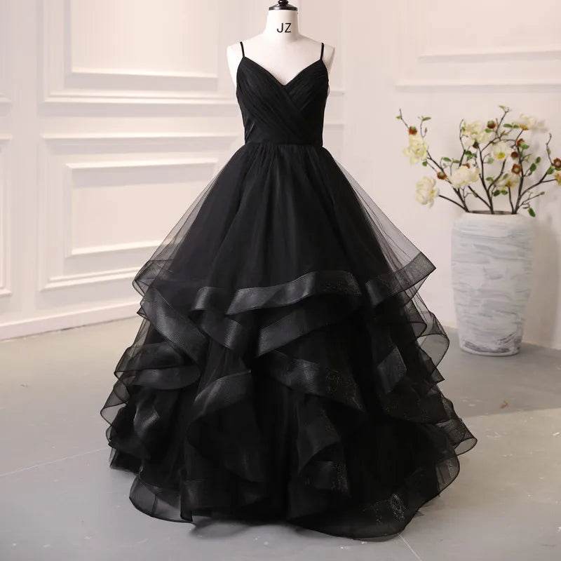 Y&M NOVIAS Navy Blue Quinceanera Dress - Ruffled V-Neck Gown - Buy Center US