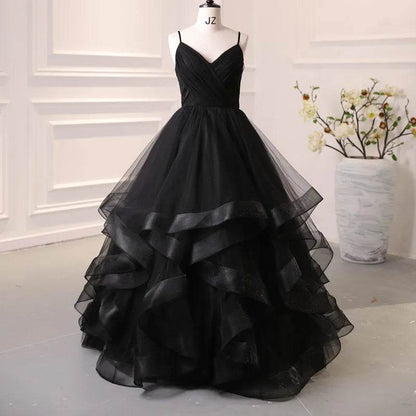 Y&M NOVIAS Navy Blue Quinceanera Dress - Ruffled V-Neck Gown - Buy Center US