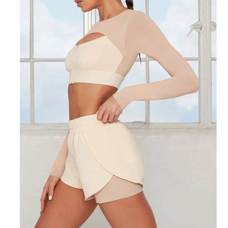 American Fashion Long-Sleeved Yoga Set - Color Collision Design - Buy Center US