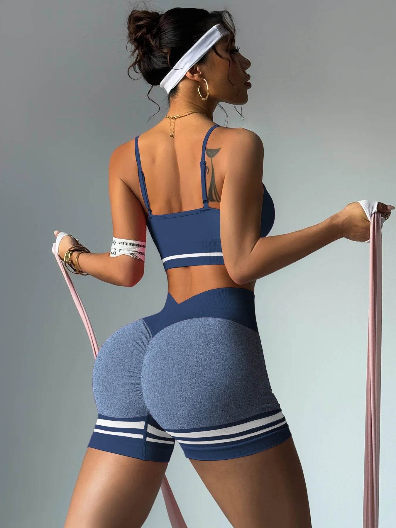 Women’s Outdoor Sports Set - V-Back Bra & Shorts for Gym Training - Buy Center US