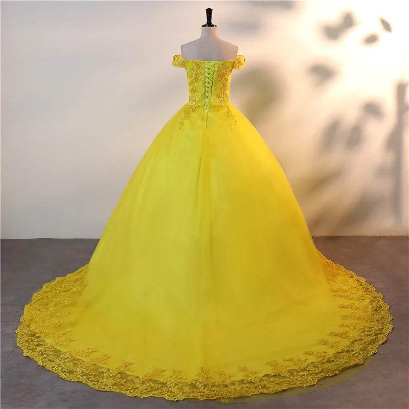 Ashley Gloria Yellow Quinceanera Dress - Elegant Floral Ball Gown - Buy Center US