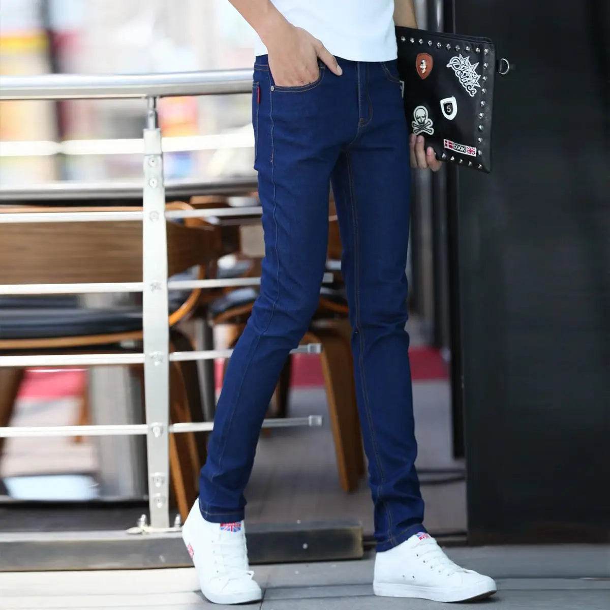 Cowboy Men's Slim Fit Denim Jeans - Korean Style Casual Trousers - Buy Center US
