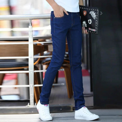 Cowboy Men's Slim Fit Denim Jeans - Korean Style Casual Trousers - Buy Center US