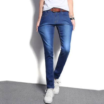 Sky Blue Slim Fit Denim Pants for Men - Classic Smart Casual Style - Buy Center US