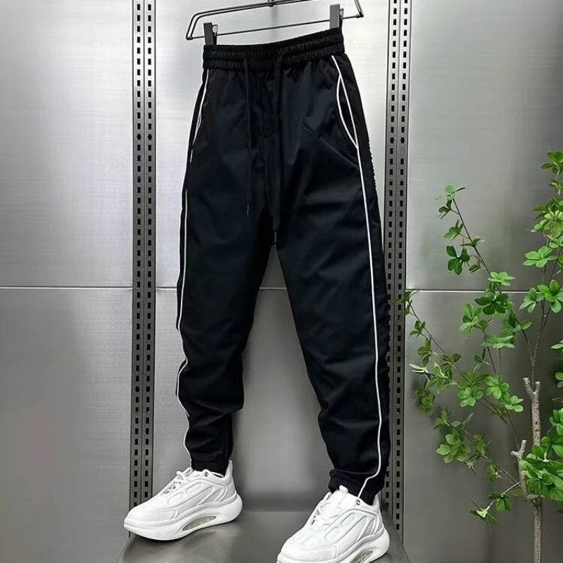 Korean Style Ice Silk Joggers for Men - Casual Ankle-Length Harem Pants - Buy Center US