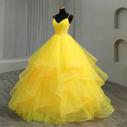 Y&M NOVIAS Navy Blue Quinceanera Dress - Ruffled V-Neck Gown - Buy Center US
