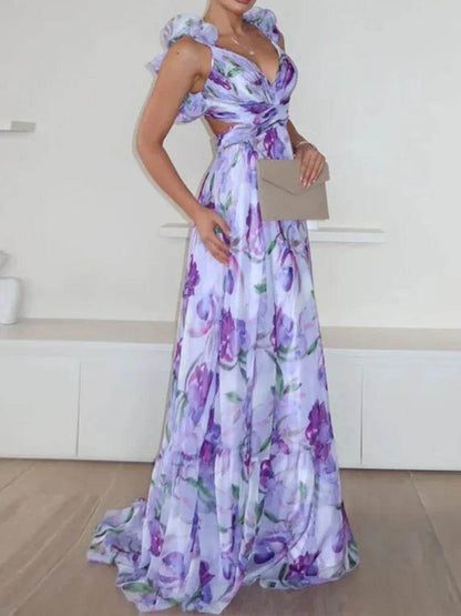 MAFIRRY Women’s V-Neck Hollow Out Maxi Dress - Elegant Summer Style - Buy Center US