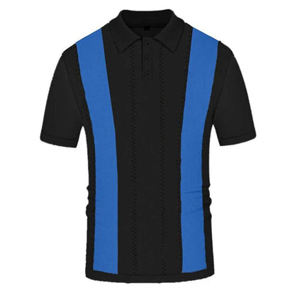 Men's Casual Knitted Patchwork Polo Shirt - Breathable Short Sleeve T-Shirt - Buy Center US