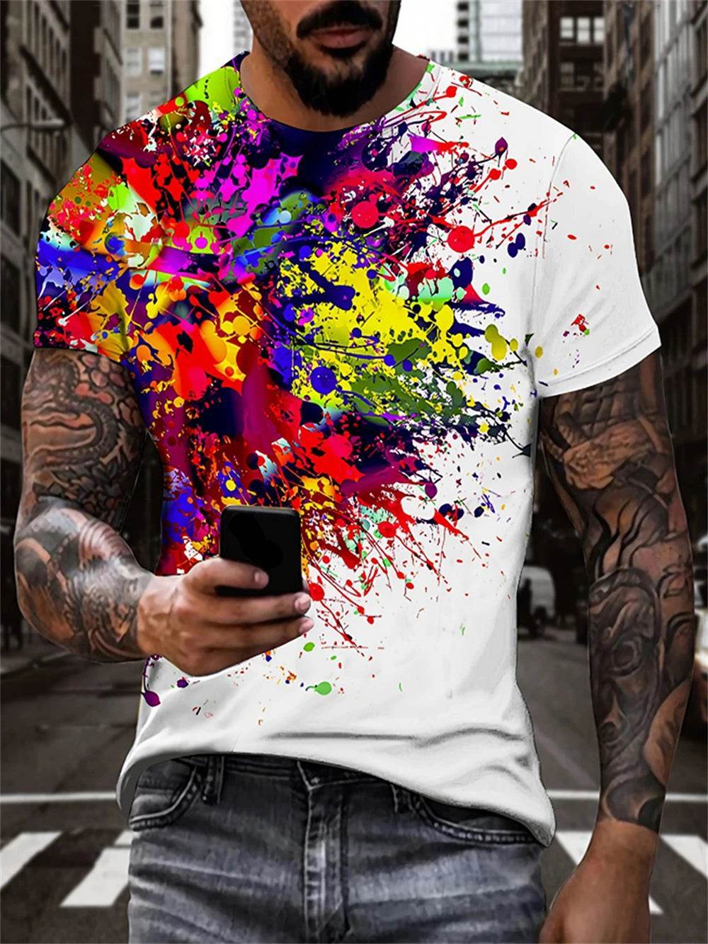 Men's Lion Print Crew Neck T-Shirt - Soft, Breathable Summer Casual Wear - Buy Center US