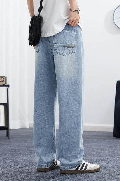 Men's Korean Style Straight Leg Lyocell Jeans - Lightweight & Casual - Buy Center US