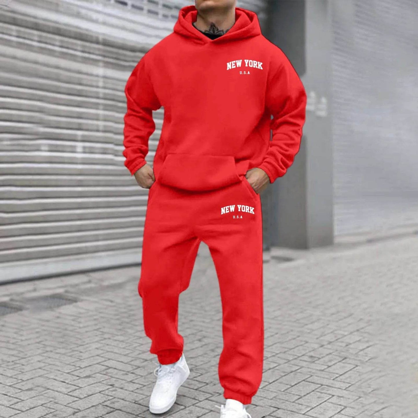 Oversize Men's Tracksuit Set - Autumn Fashion Hooded Sweatshirt & Pants - Buy Center US