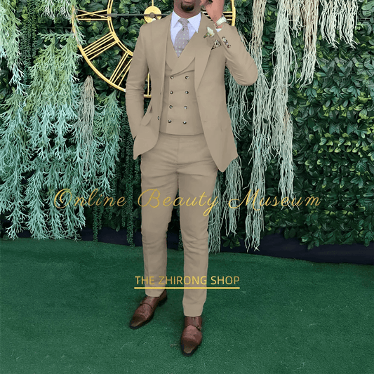 Men's 3-Piece Wedding Suit - Elegant Single-Breasted Jacket & Trousers - Buy Center US