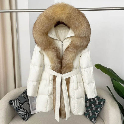 Women's Thick Warm Duck Down Coat - Hooded with Real Fox Fur - Buy Center US