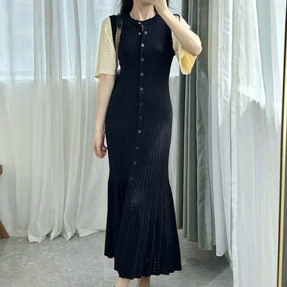 Elegant Summer Knitted Mermaid Dress - Cotton Blend A-Line Fashion - Buy Center US