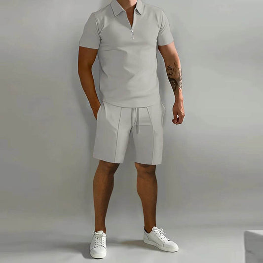 BOILEN HENG XIN Men's Casual Fit Summer Polo & Shorts Suit - Solid Color - Buy Center US