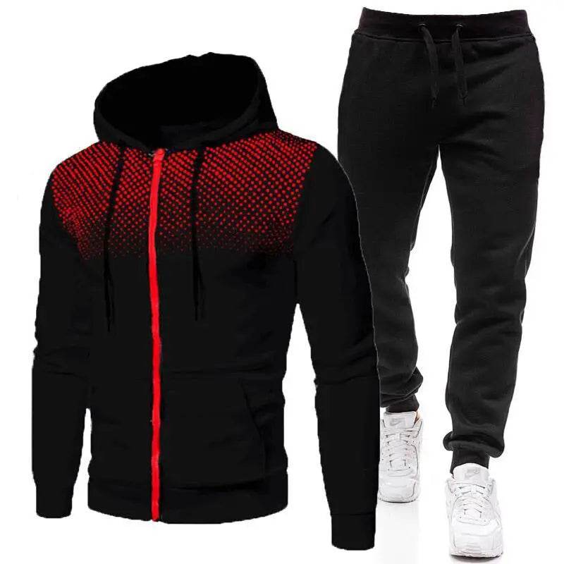 Stylish Zipper Hooded Tracksuit for Men - Casual Fitness Jogging Set - Buy Center US