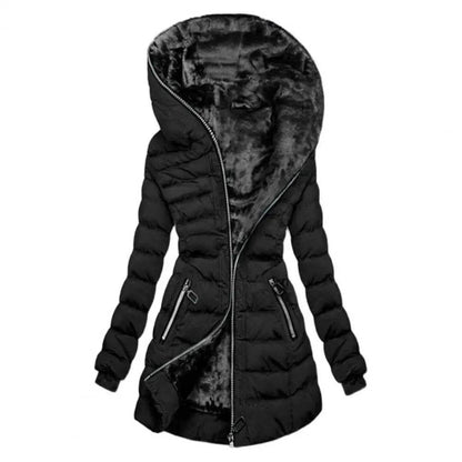 Women's Hooded Down Jacket - Thick Plush-Lined Winter Coat - Buy Center US