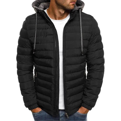 Casual Hooded Men's Down Jacket - Autumn Winter Solid Color Style - Buy Center US