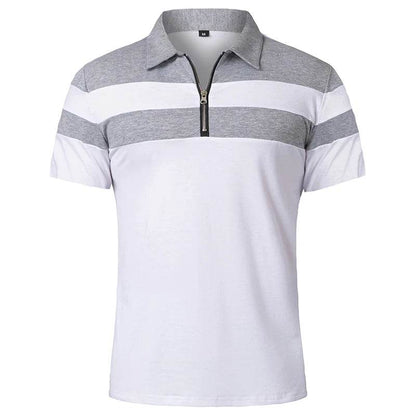 ReFire Gear Men's Casual Summer Polo - 1/4 Zip, Contrast Striped Style - Buy Center US