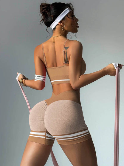 Women’s Outdoor Sports Set - V-Back Bra & Shorts for Gym Training - Buy Center US