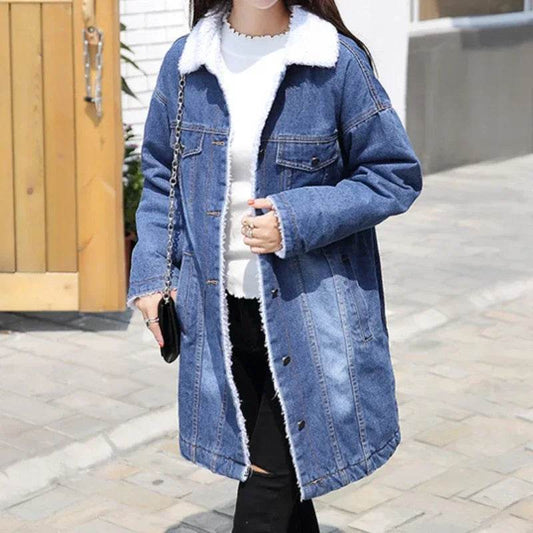 Kalenmos Women’s Denim Coat - Mid-Length Casual Maxi Jacket - Buy Center US