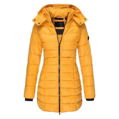 Women's Slim Fit Hooded Down Jacket - Warm Polyester Parka - Buy Center US