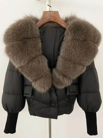 Elegant Casual Women’s Raccoon Fur Collar Coat - Winter Jacket 2024 - Buy Center US
