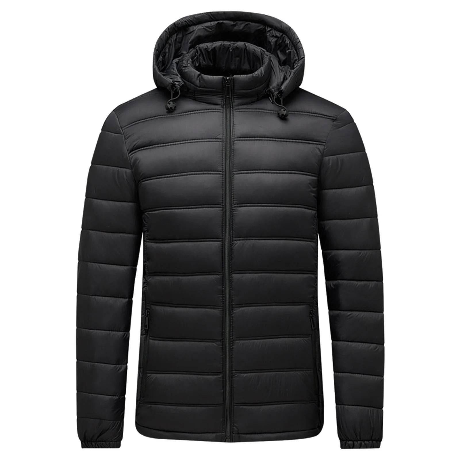 Men's Thick Cotton Padded Jacket with Hood - Detachable Zipper for Winter - Buy Center US