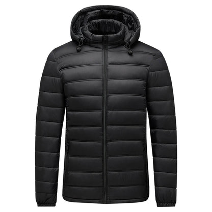 Men's Thick Cotton Padded Jacket with Hood - Detachable Zipper for Winter - Buy Center US
