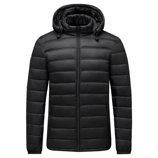 Men's Thick Cotton Padded Jacket with Hood - Detachable Zipper for Winter - Buy Center US