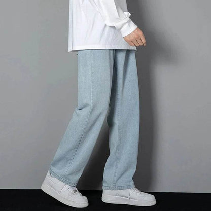 Men's Straight Leg Casual Jeans - Baggy Korean Streetwear Denim - Buy Center US