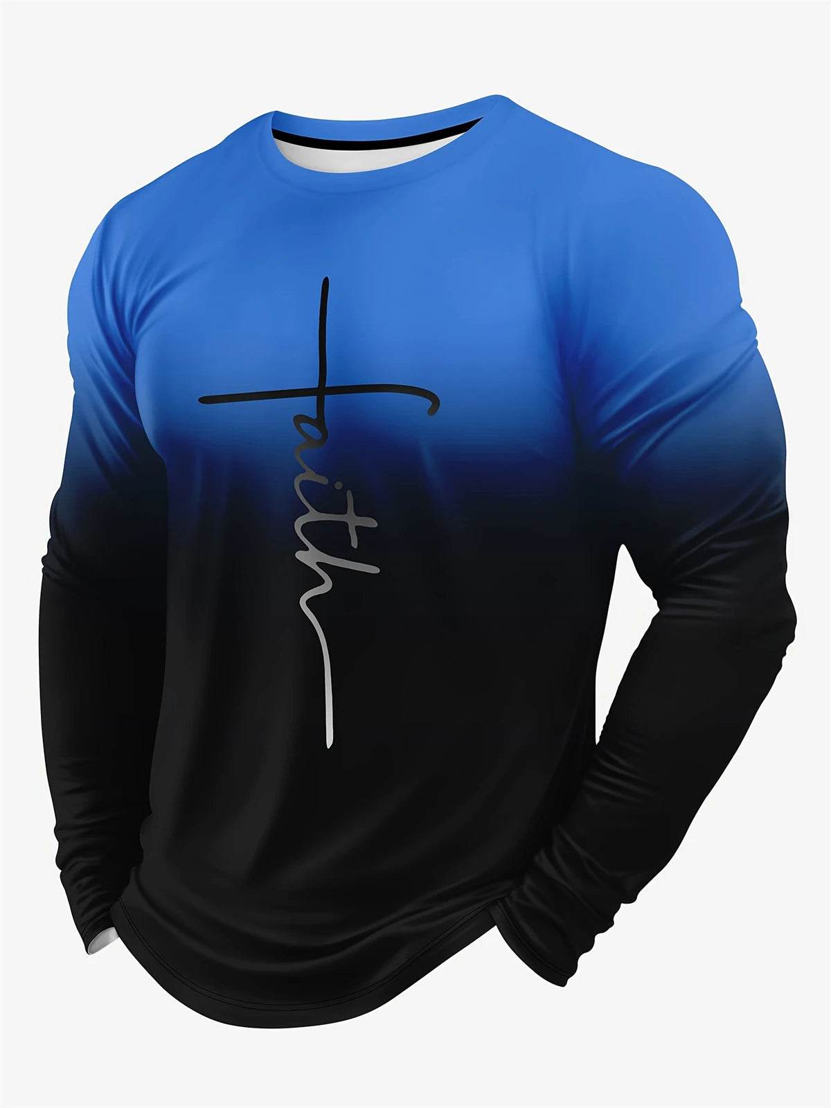 Men's Color Block 3D Print Long Sleeve T-Shirt - Casual Autumn Tee - Buy Center US