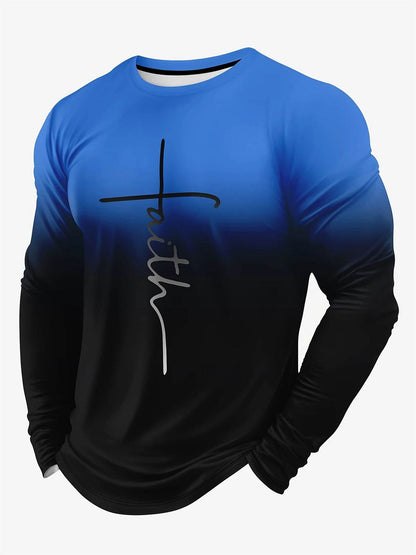 Men's Color Block 3D Print Long Sleeve T-Shirt - Casual Autumn Tee - Buy Center US