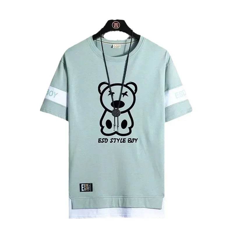 XMSFTD Men's Korean Style Oversized T-Shirt - Casual Short Sleeve Top - Buy Center US