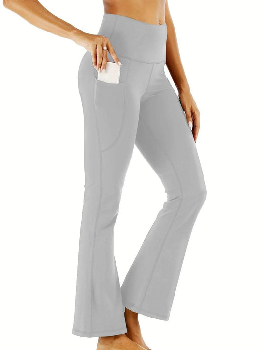 Women's Flared Yoga Pants with Pockets - High Waist, Casual Fit - Buy Center US