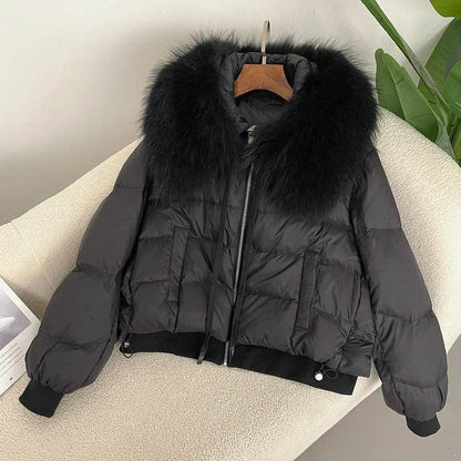 Women's Super Warm Duck Down Coat - Real Raccoon Fur Collar - Buy Center US
