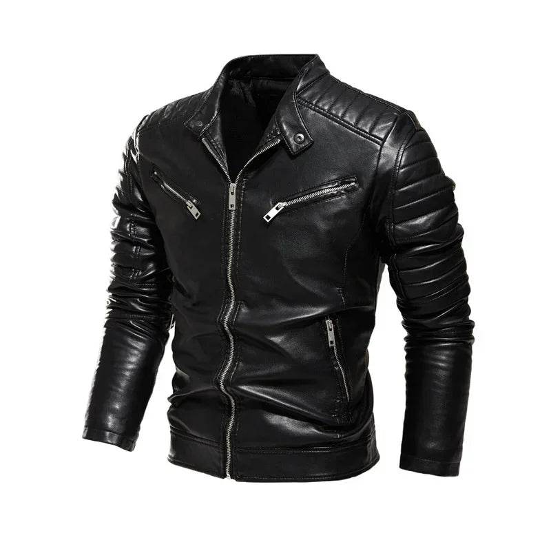 Men’s Yellow PU Leather Biker Jacket - Slim Fit Casual Zipper Coat - Buy Center US