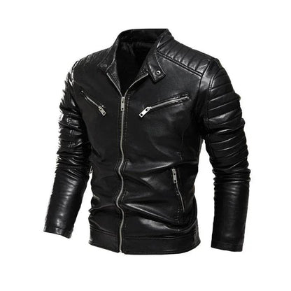Men’s Yellow PU Leather Biker Jacket - Slim Fit Casual Zipper Coat - Buy Center US