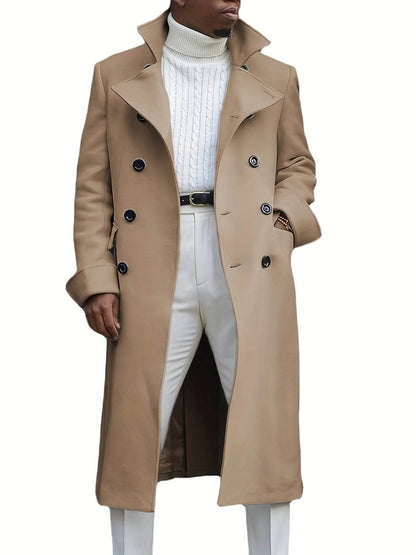 Men's Double-Breasted Woolen Overcoat - Casual England Style Winter Jacket - Buy Center US