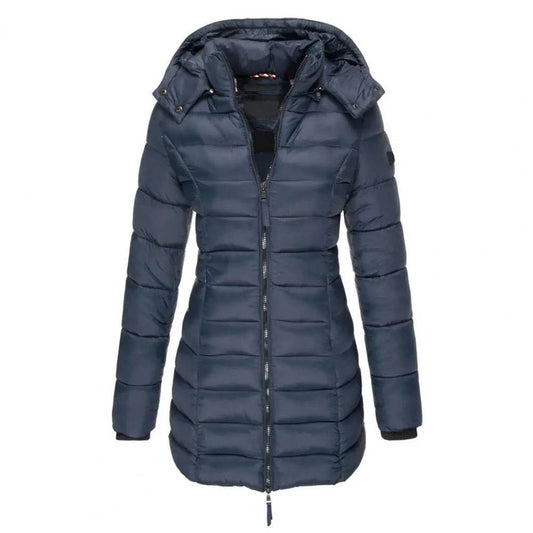 Korean Style Women's Quilted Cotton Coat - Hooded, Warm Parka - Buy Center US