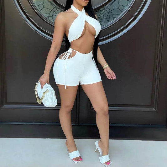 Stylish Women's Two Piece Set - Criss Cross Crop Top & Shorts - Buy Center US